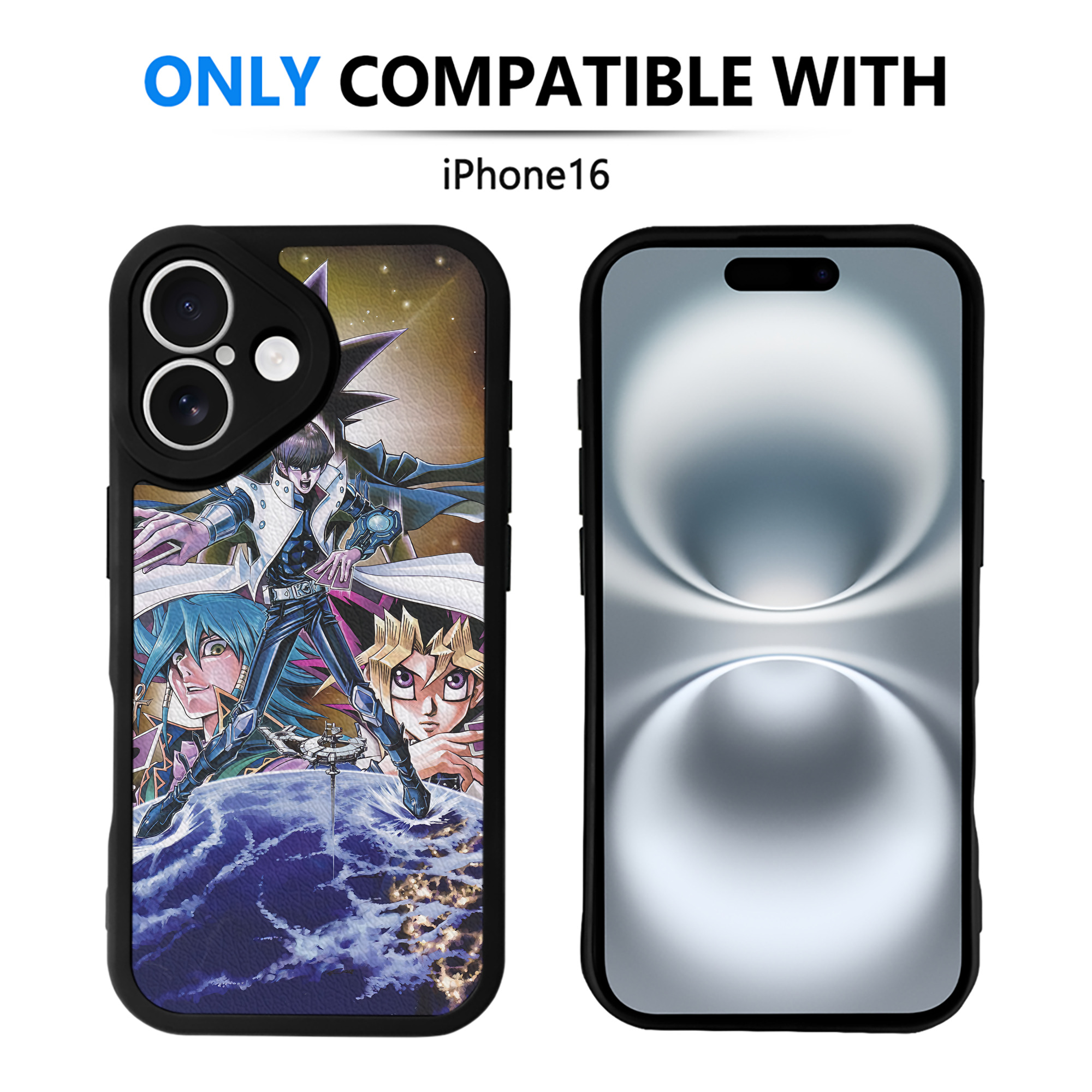 （画像用） 遊☆戯☆王 Yu-Gi-Oh! 【iPhone 16シリーズ対応】シリコンスマホケース（レザー調） 材質：シリコン